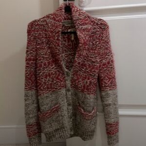 Cozy Red and Gray Women's Sweater Aritzia Wilfred Free Size Small